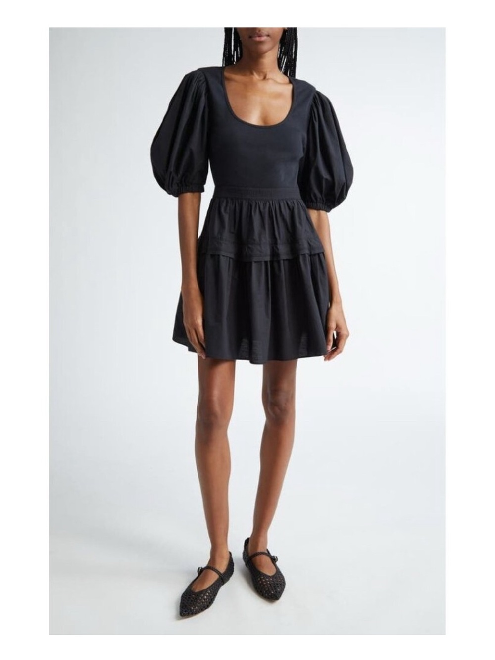 Ulla Johnson Tilda Puff-Sleeve Tiered Mini Dress